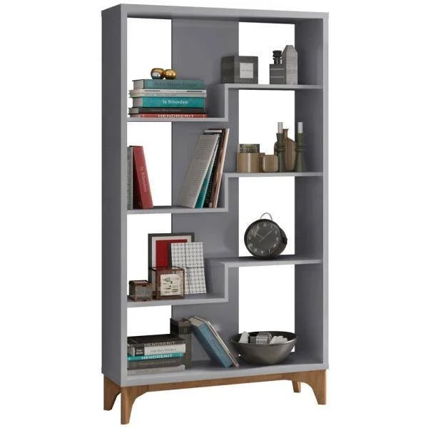 Grey Geometric 4-Shelf Bookcase Q498