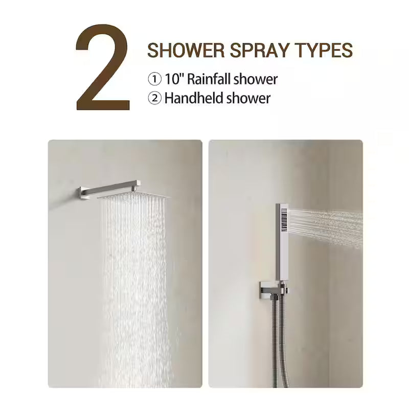 Wall-Mounted Dual Shower Heads with Handheld Shower in Brushed Nickel Q40589