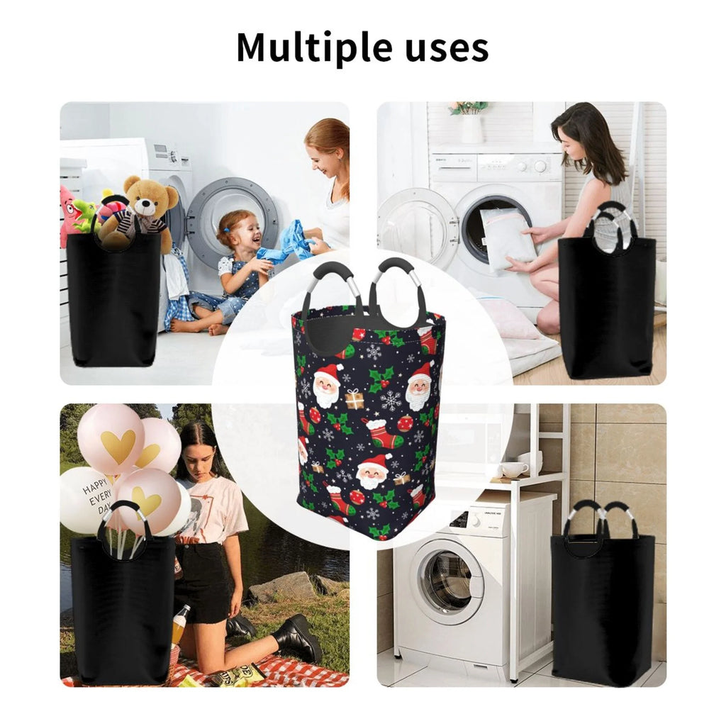 Snowflake Rectangular Collapsible Laundry Basket with Handles Q536