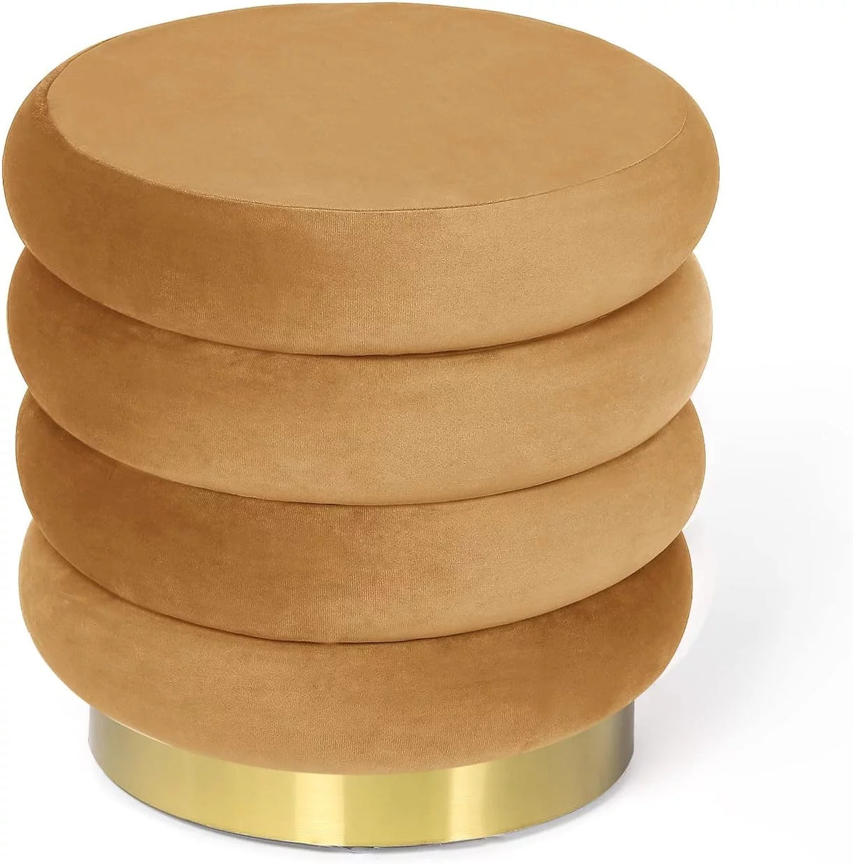 Orange Velvet Round Storage Ottoman Coffee Table with Gold Base M8652