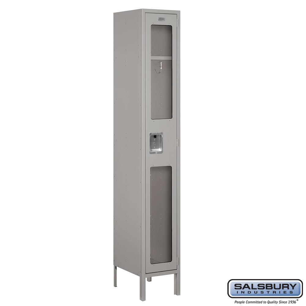 See-Through Metal Locker Single Tier 1 Wide Unassembled Gray I733