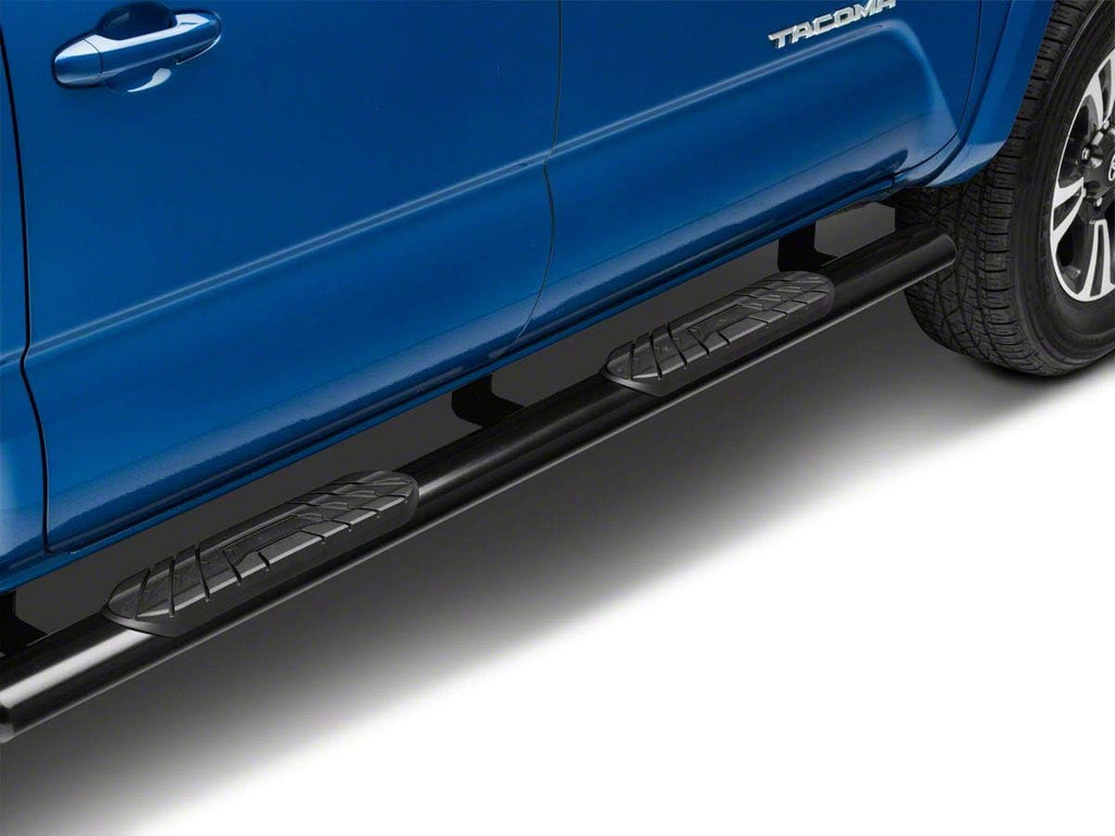Black 4-Inch Oval Straight End Side Step Bars T8700