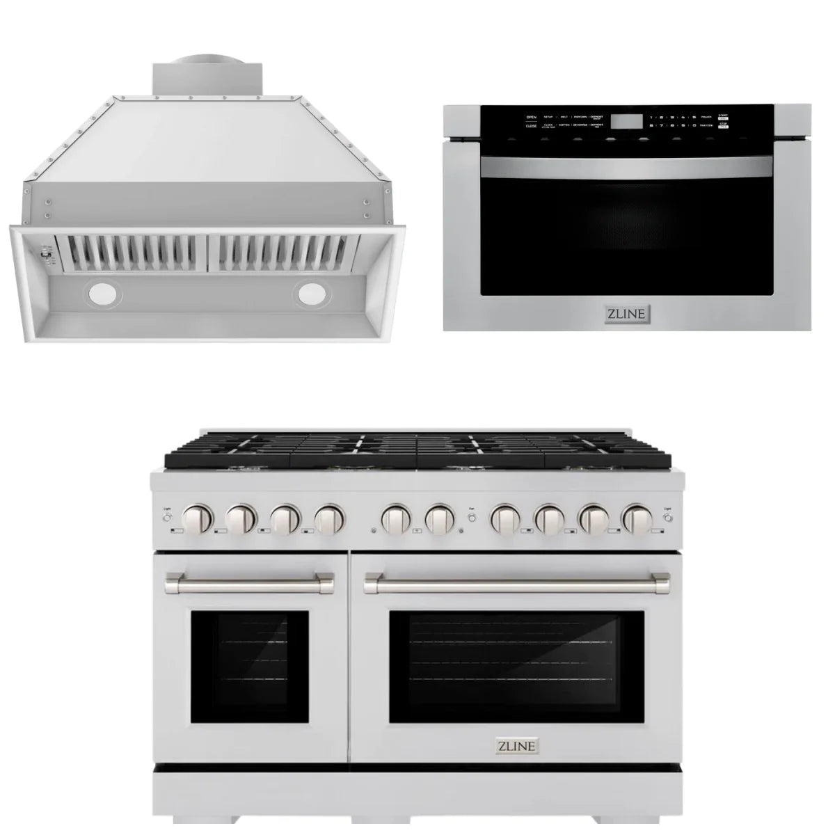 48 Gas Range, Range Hood Insert and Microwave Drawer Q840