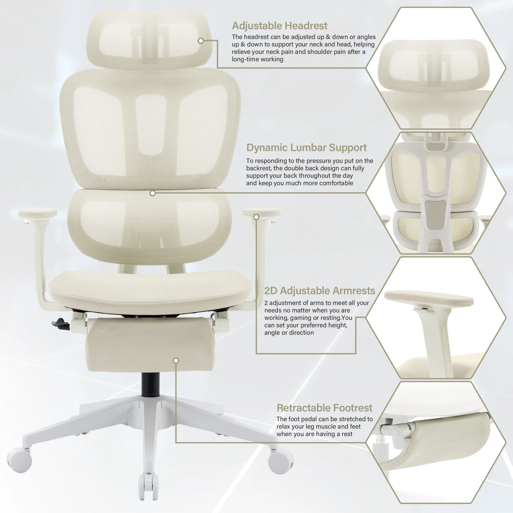 Black Ergonomic Mesh Office Chair with Footrest and Headrest R389