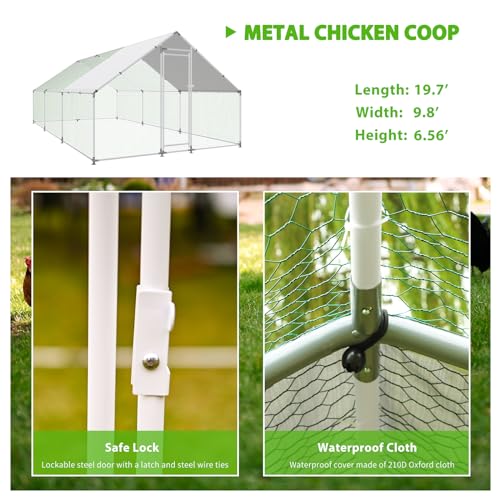 Large Metal Walk-in Chicken Coop with Anti-UV Cover W933