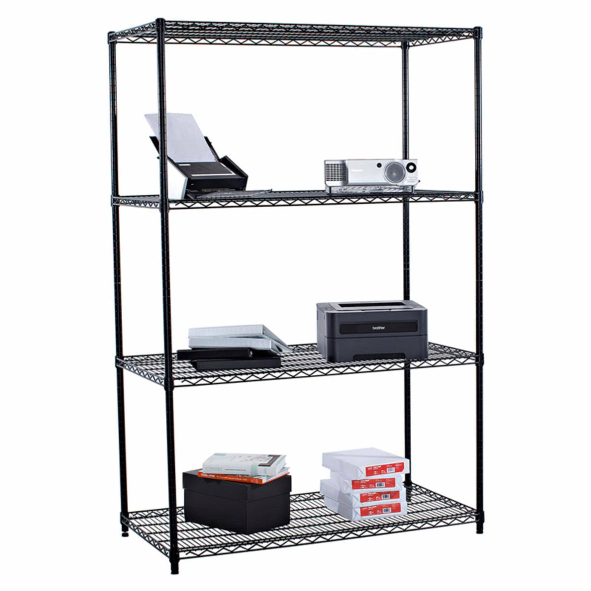 4 Tier Wire Shelving Rack, Black V7039
