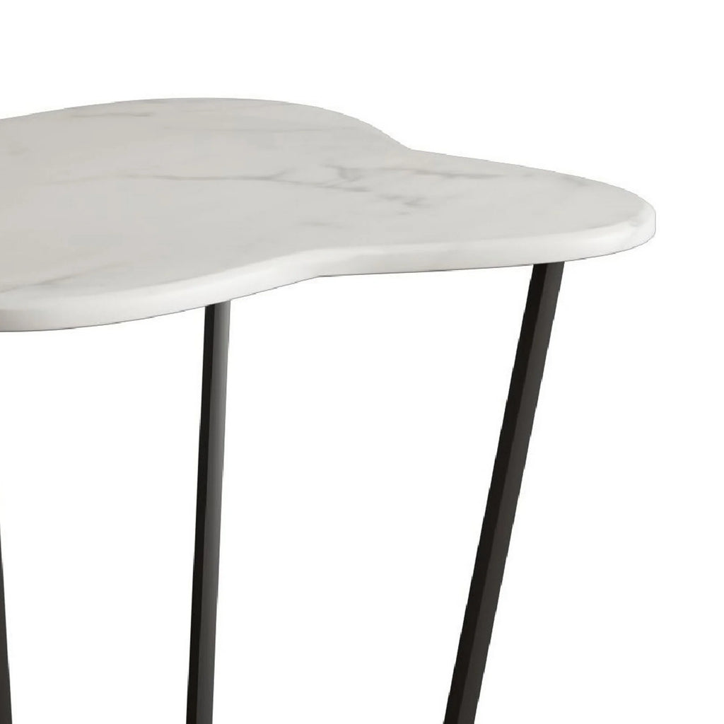 20 Inch Marble Top Metal End Table L95634