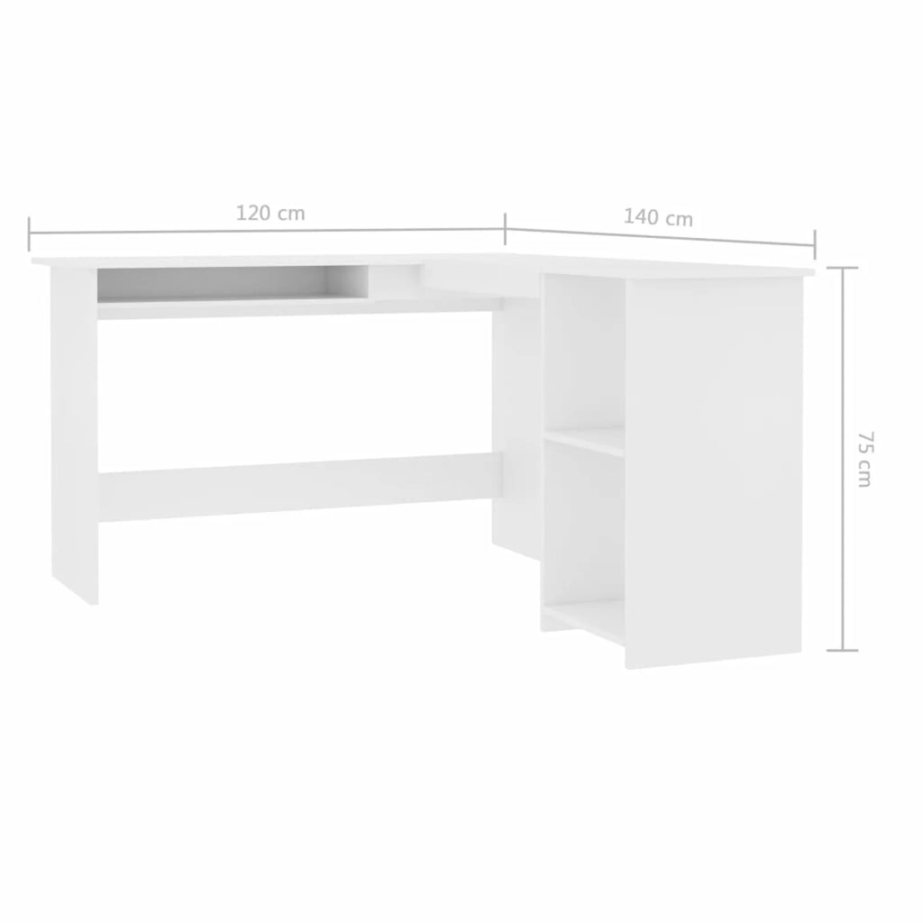 White L-Shaped Corner Desk M778