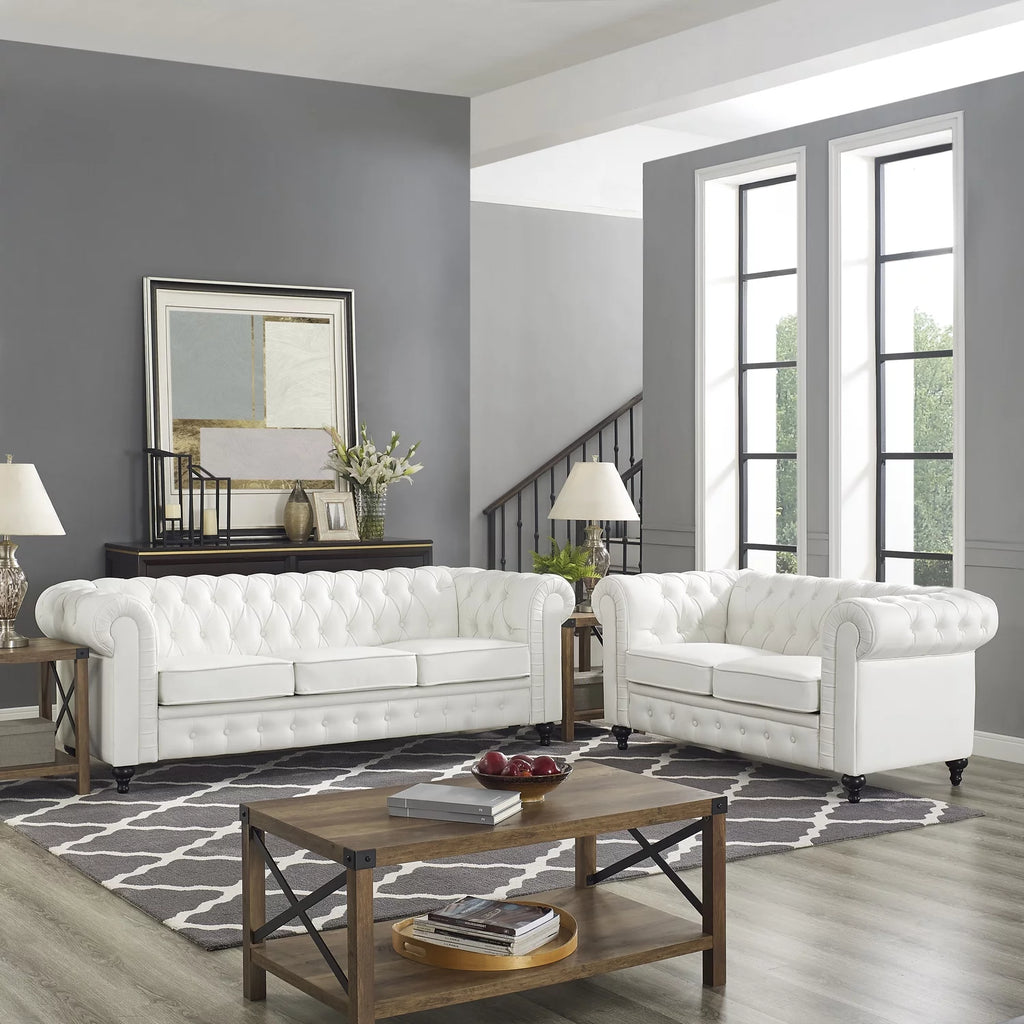 White Tufted Sofa X158975