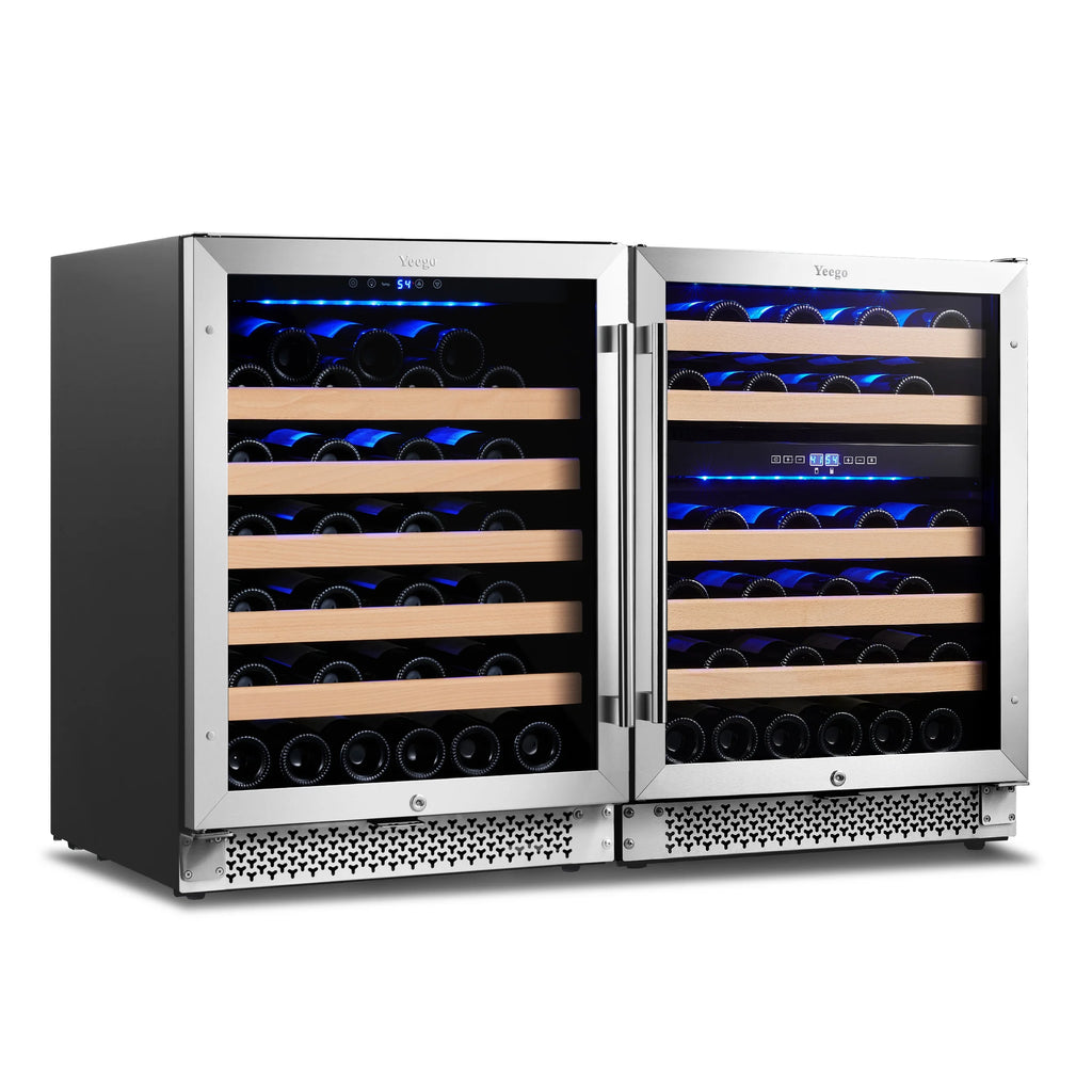 30 Wine and Beverage Refrigerator, Two 15 Coolers, 33 Bottles and 80 Cans Q903