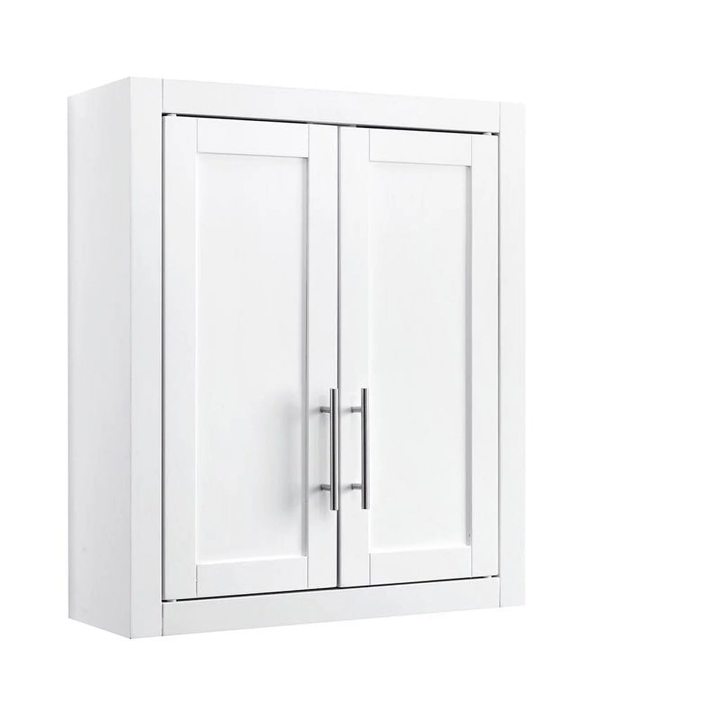 White Wood Wall Cabinet with Doors and Shelves U4103
