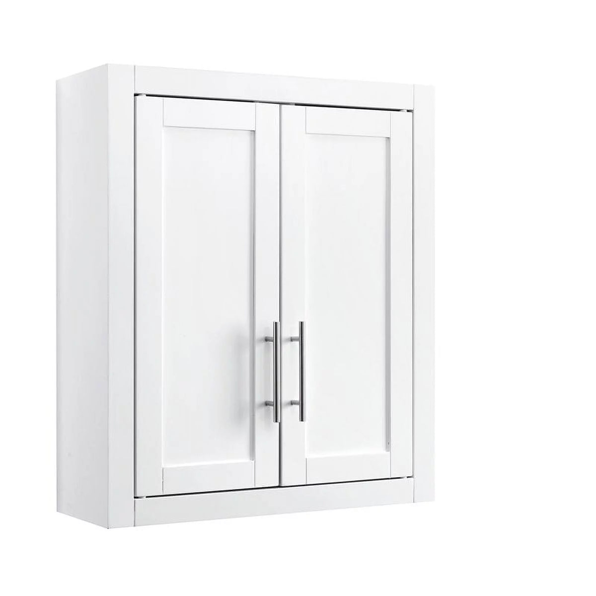 White Wood Wall Cabinet with Doors and Shelves U4103