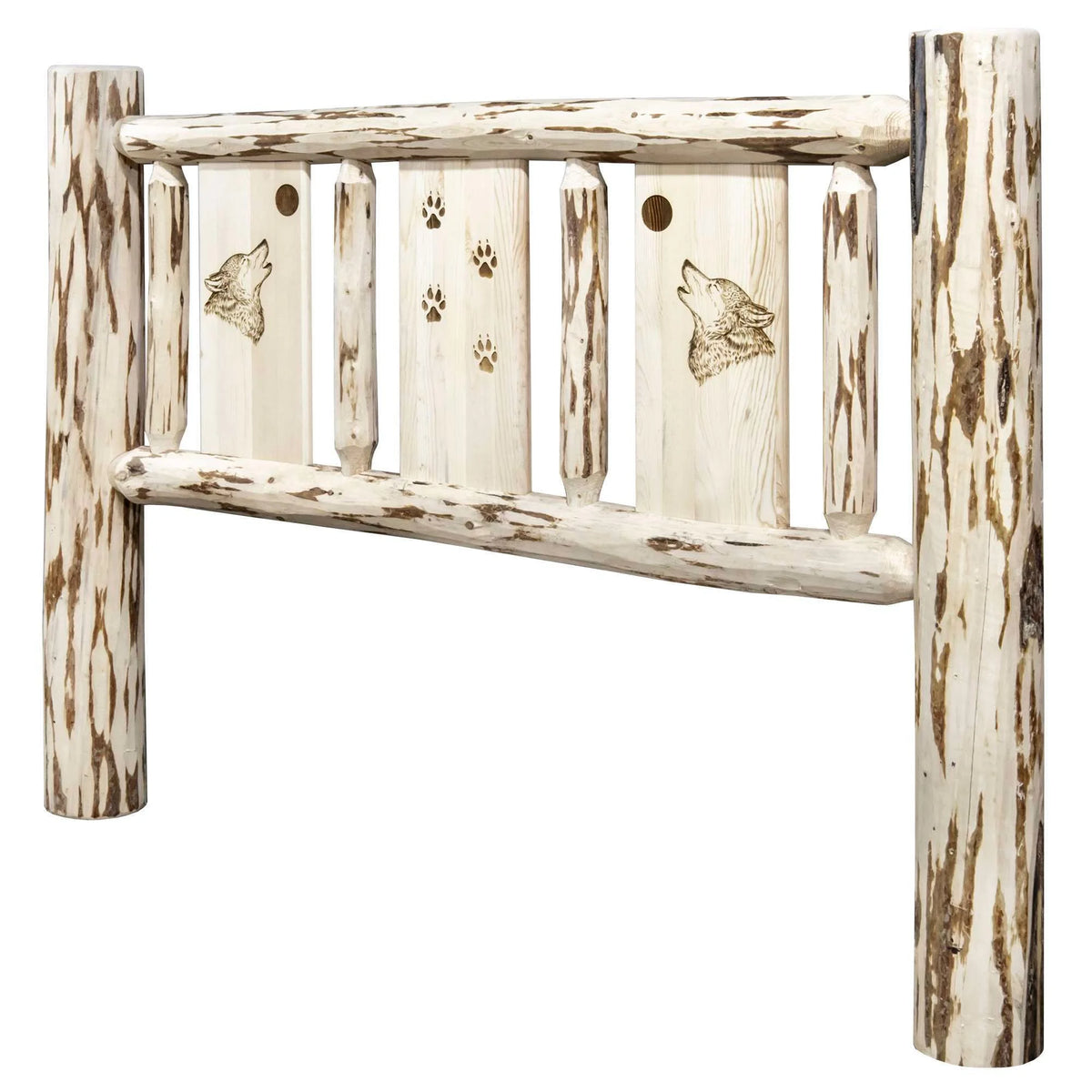 Twin Headboard with Laser Engraved Wolf Design P415