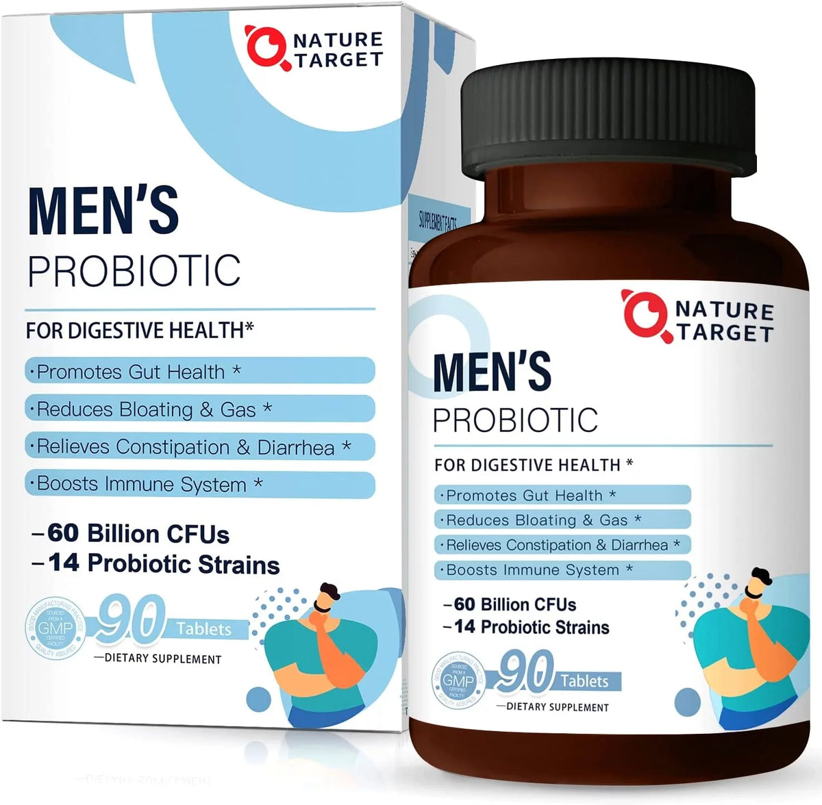 Probiotics for Men 60 Billion CFUs 14 Strains 90 Tablets O112547