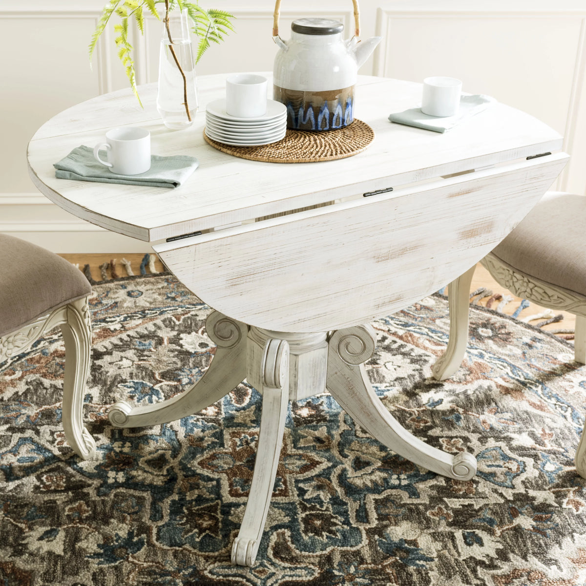 Antique White Foldable Leaf Dining Table Z2991