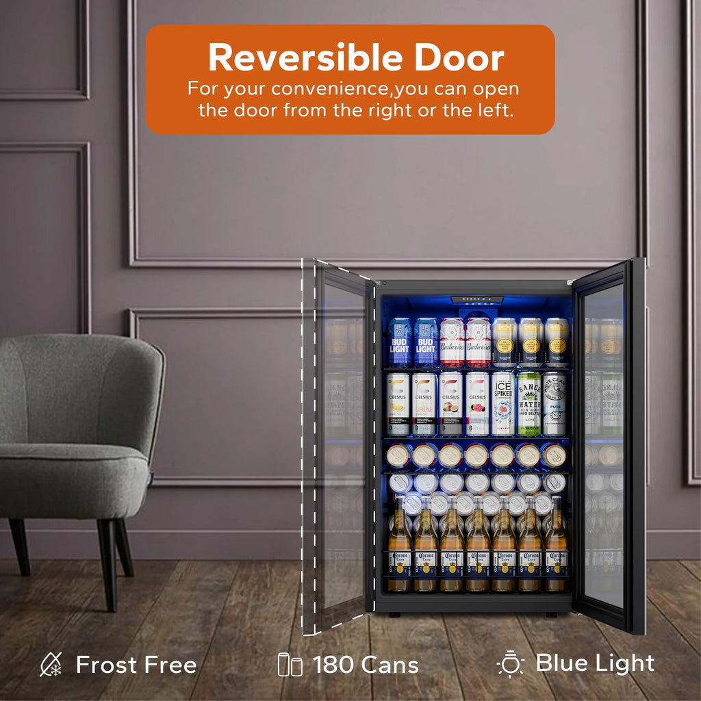 180 Can Freestanding Beverage Refrigerator with Glass Door Q3172