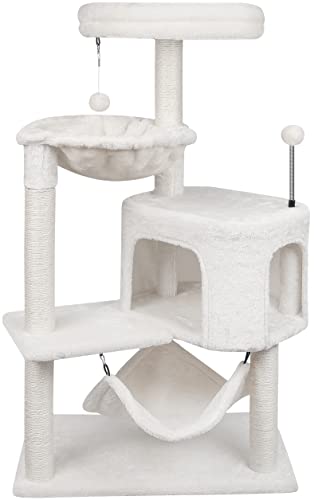 Grey Cat Tree with Cat Condo and Hammock Z710269