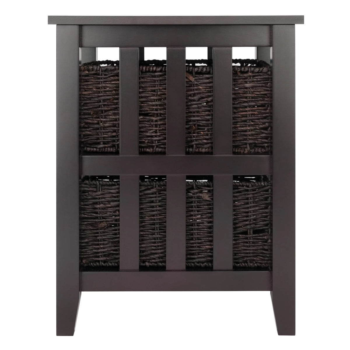 Dark Brown Espresso Side Table with Two Foldable Baskets B619780