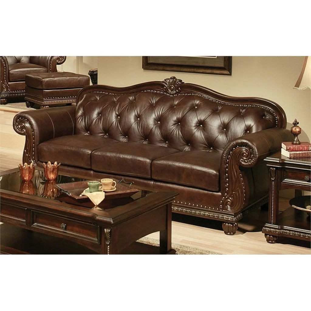Tufted Upholstered Leather Sofa D545536