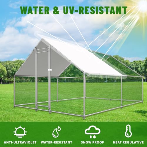 Large Metal Walk-in Chicken Coop with Anti-UV Cover W933