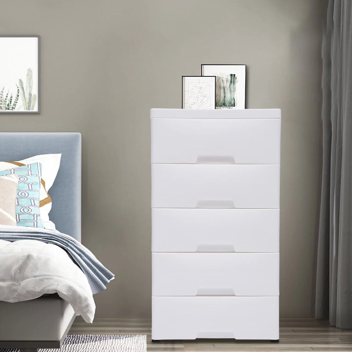Plastic Drawers Dresser Storage Cabinet with Wheels F9801