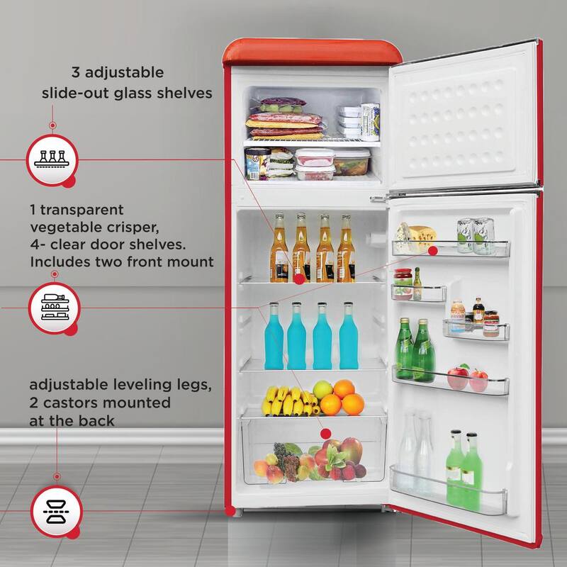 7.5 cu. ft. Red Retro Mini Fridge with Top Freezer O836204
