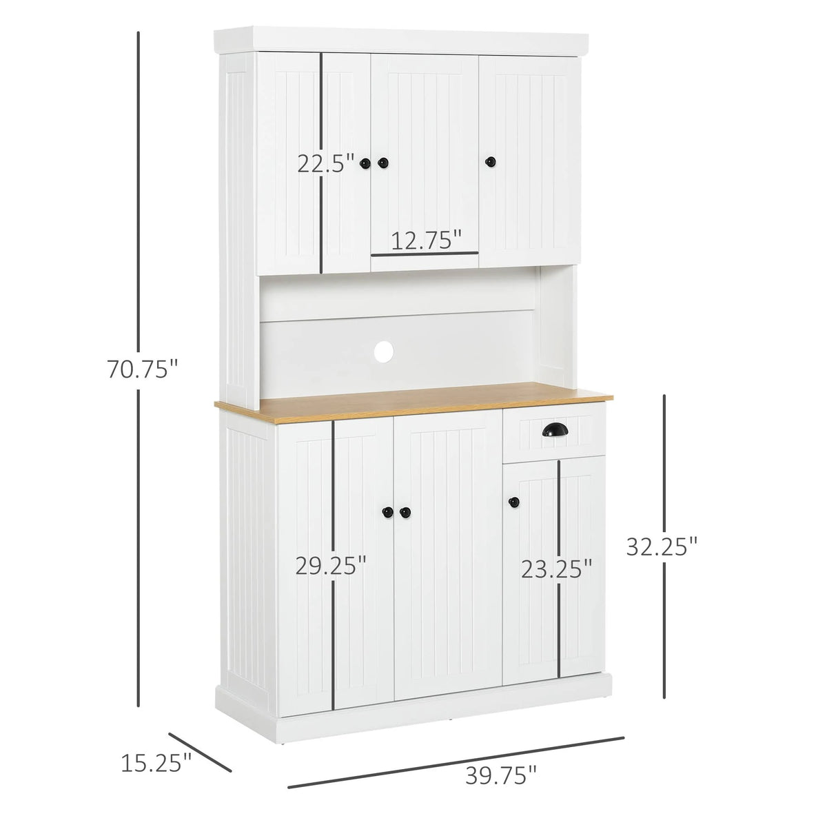 White Oak Kitchen Pantry Buffet with Hutch G295049