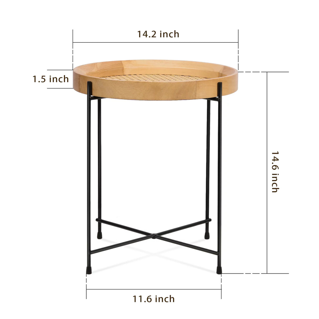 14.2" Round Rattan End Side Table W326613