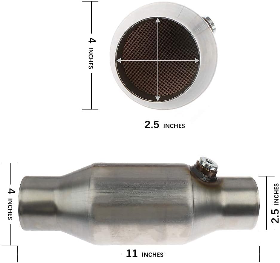 2.5 Inlet/Outlet Universal Catalytic Converter with O2 Port Pack of 2 N5173