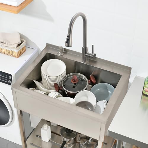 Free Standing Stainless Steel Utility Sink with Faucet A113