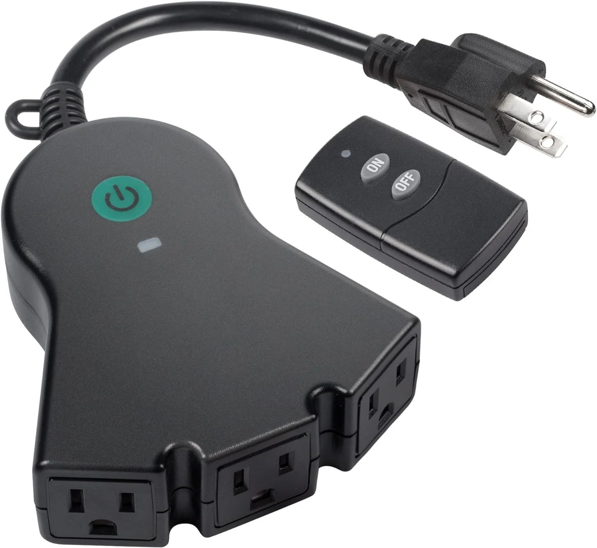 Black 3-Prong Outdoor Indoor Wireless Remote Control Outlet G204