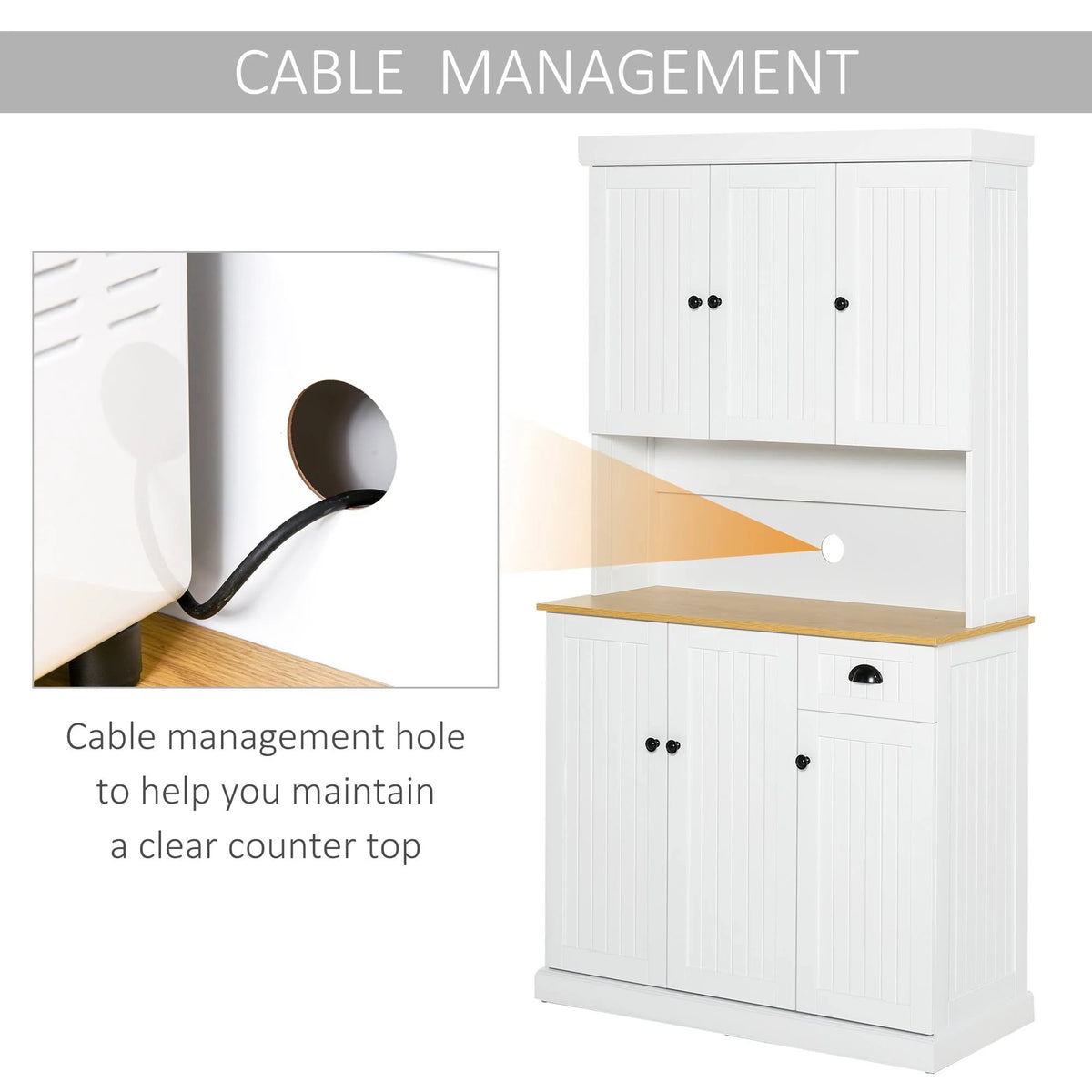 White Oak Kitchen Pantry Buffet with Hutch G295049