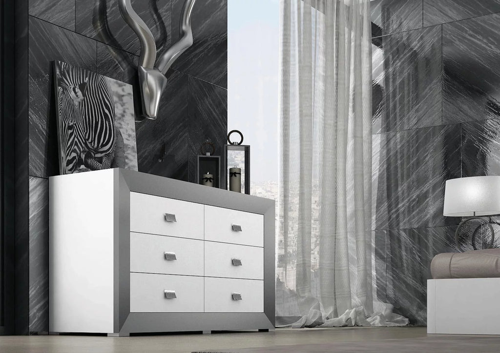 Silver & White Full Storage Bedroom Set 4Pcs M50462