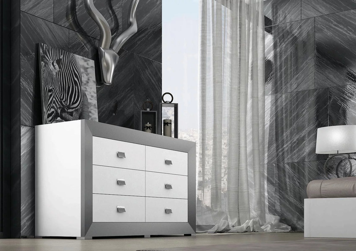 Silver & White Full Storage Bedroom Set 4Pcs M50462