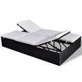 Double Chaise Lounge Chair 2-Person Poly Rattan Sun Lounger with Adjustable Cushion P628