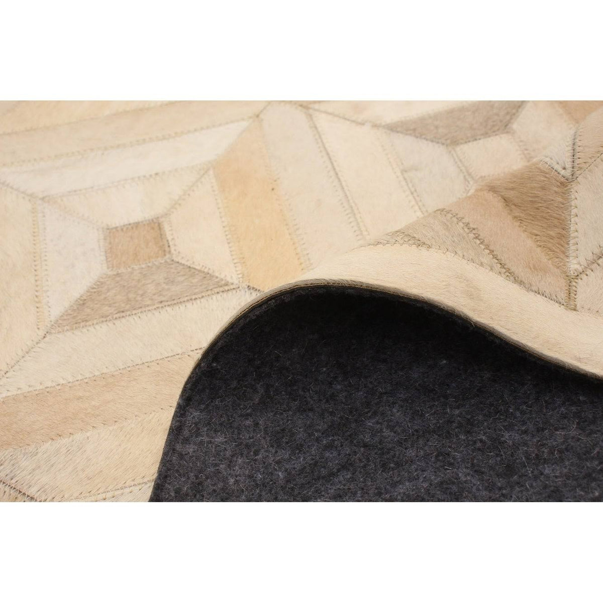 Handmade Cowhide Patchwork Beige Ivory Leather J232989