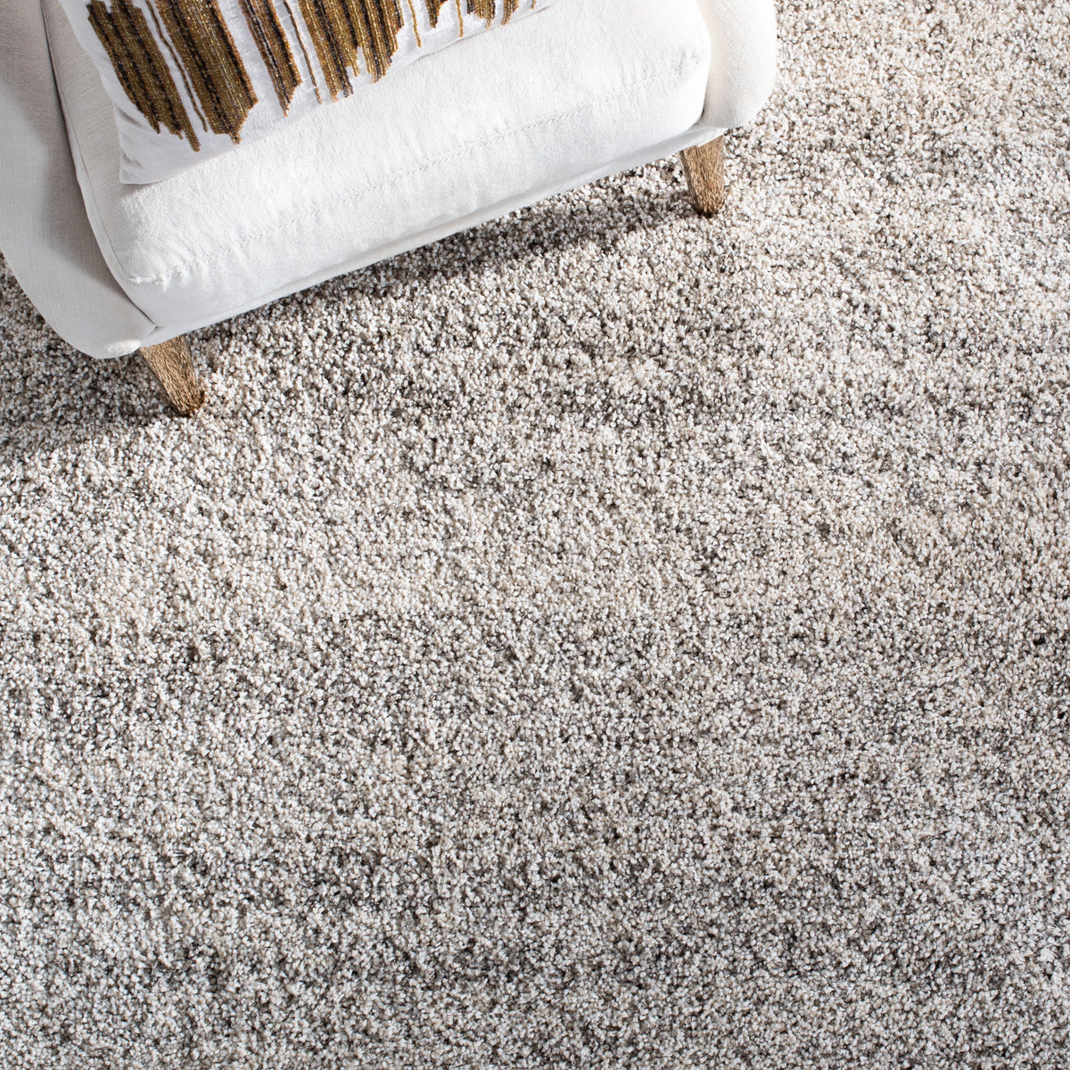 Ivory Grey Striped Shag Area Rug 10' x 14' T356969