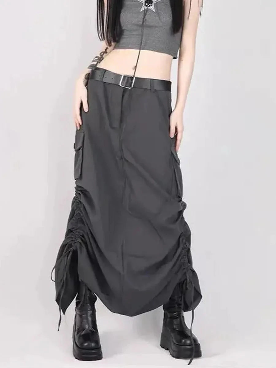 Grunge Ruffled Split Midi Dress P588688