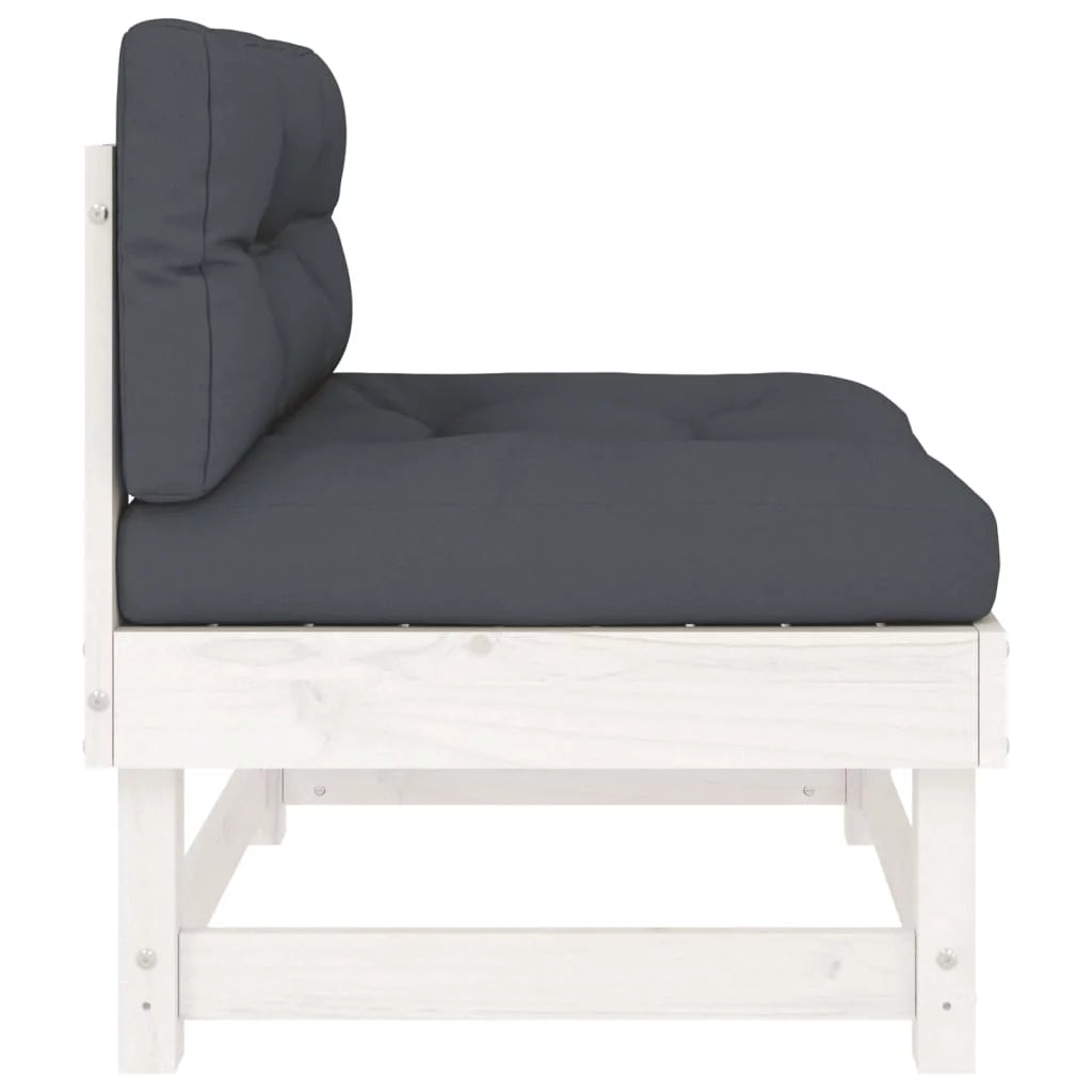 White Solid Wood Pine Middle Sofa with Cushions U335041