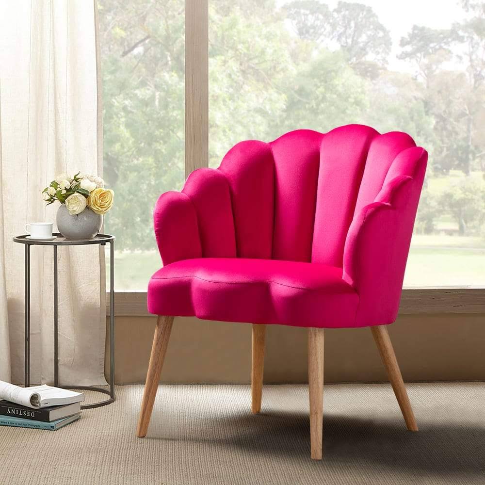 Green Scalloped Velvet Arm Chair Z7694