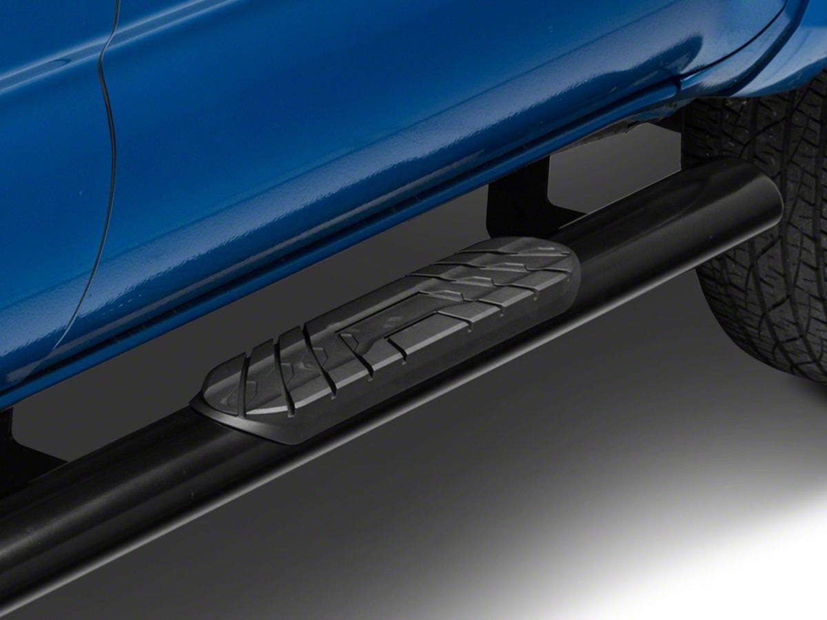 Black 4-Inch Oval Straight End Side Step Bars T8700