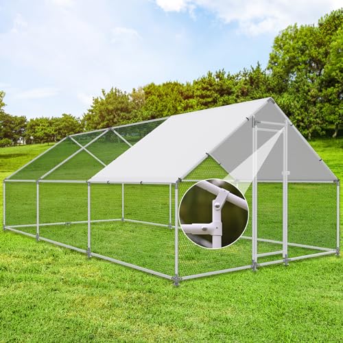 Large Metal Walk-in Chicken Coop with Anti-UV Cover W933