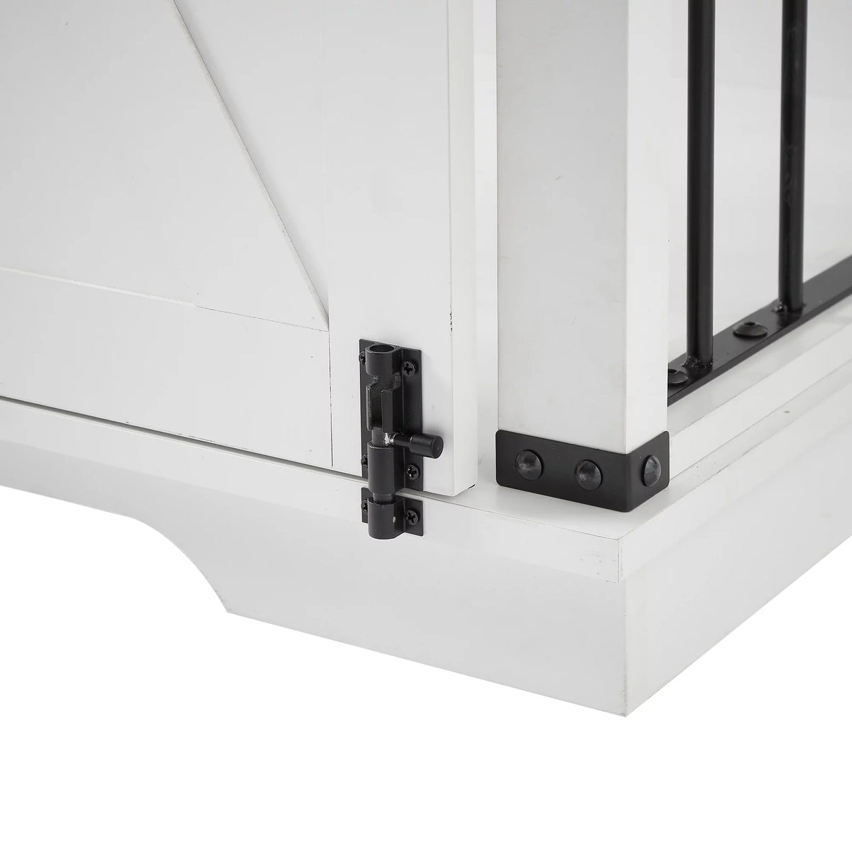 White Wooden Dog Crate with Sliding Barn Door X90263