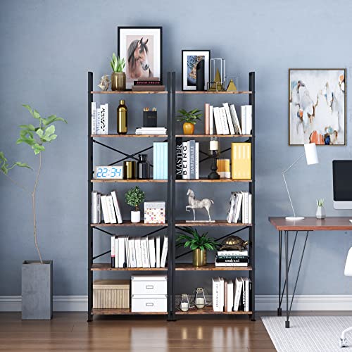 6-Tier Adjustable Wood and Metal Bookcase C654042