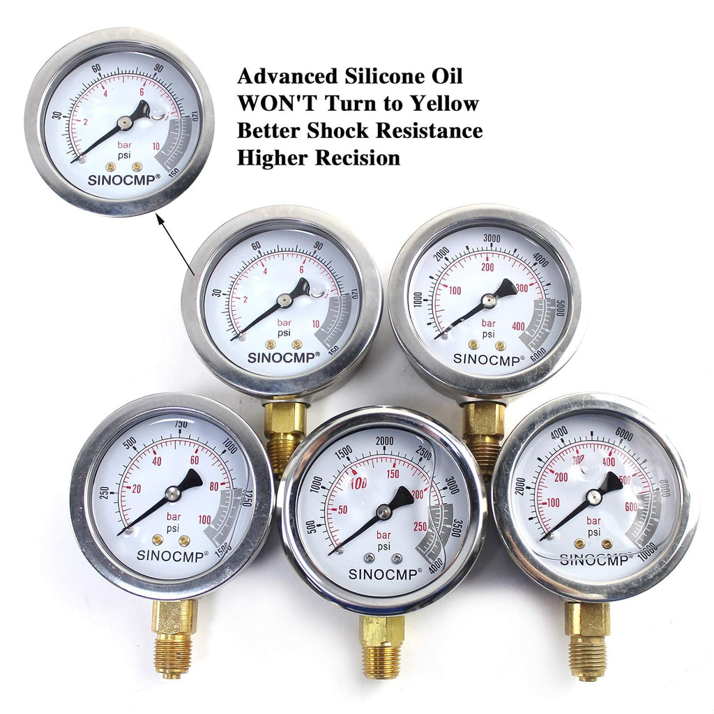 Hydraulic Pressure Test Kit with 5 Gauges 5 Test Hoses 13 Couplings and 14 Tee Connectors Y601