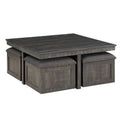Gray Oak 6 Piece End Table & Nesting Ottoman Set Q821120