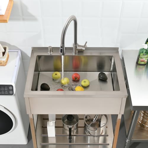 Free Standing Stainless Steel Utility Sink with Faucet A113