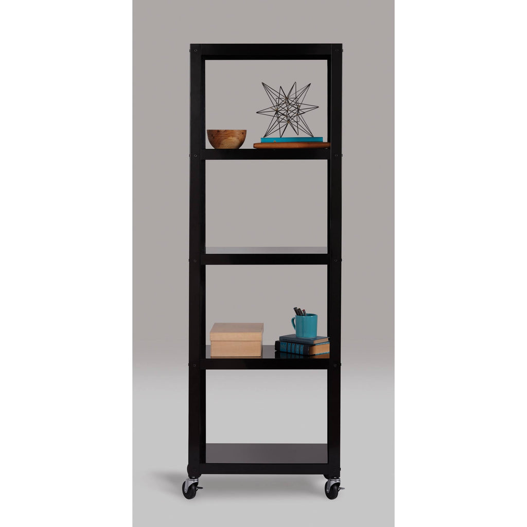 Black 5-Shelf Bookcase Cart P612