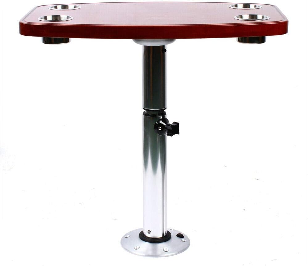 Varnished Oak Boat Table with 4 Cup Holders A665841