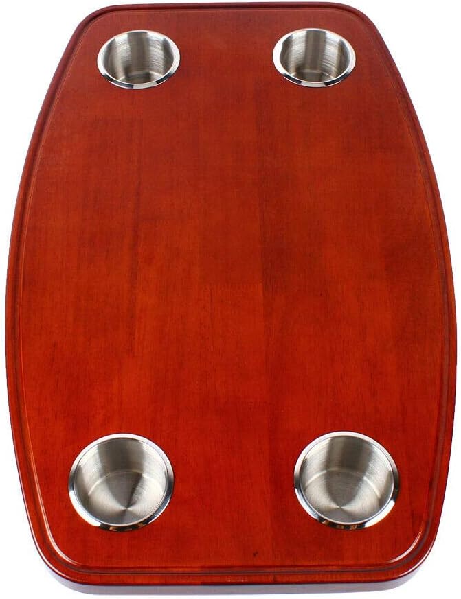 Varnished Oak Boat Table with 4 Cup Holders A665841